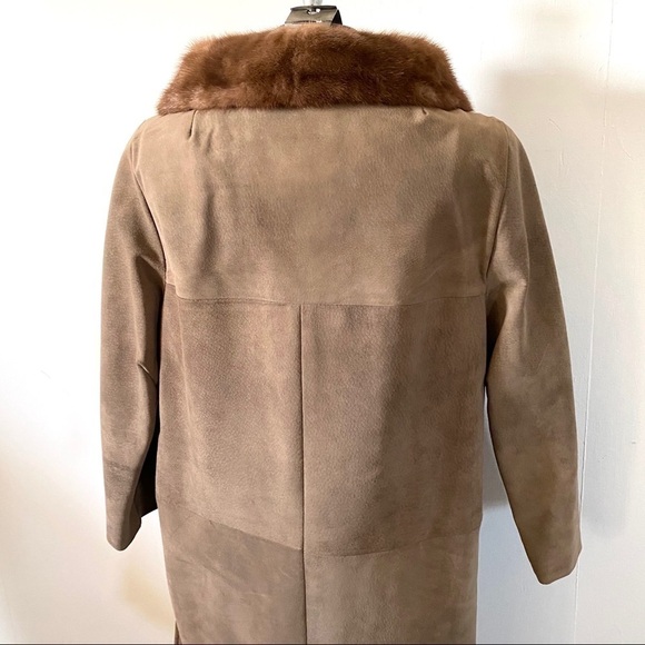 Vintage Fur Trimmed Opera Coat 60’s Suede Patchwork Mink Collar Leather Womens - Picture 8 of 11